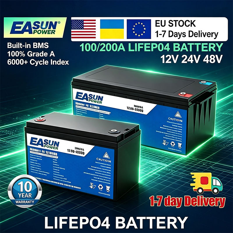 بطارية EASUN POWER LiFePO4 100 - مراجعة Grid Tie Inverter Limiter 2000W وسعره