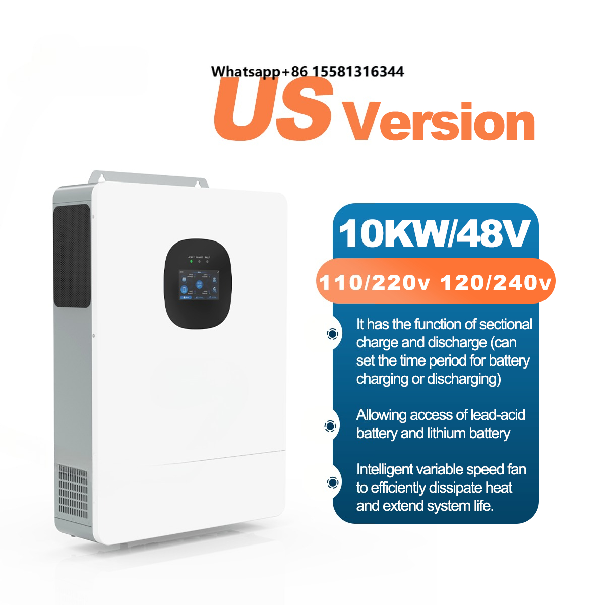 محول طاقة هجين UNC 10KW 10KVA  - مراجعة Split Phase Inverter 10Kw 110V 220V وسعره