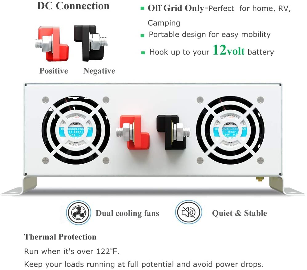 نقية شرط لموجة السلطة العاكس 3 - مراجعة Inverter Pure Sine Wave 60Hz 120V 3000W وسعره