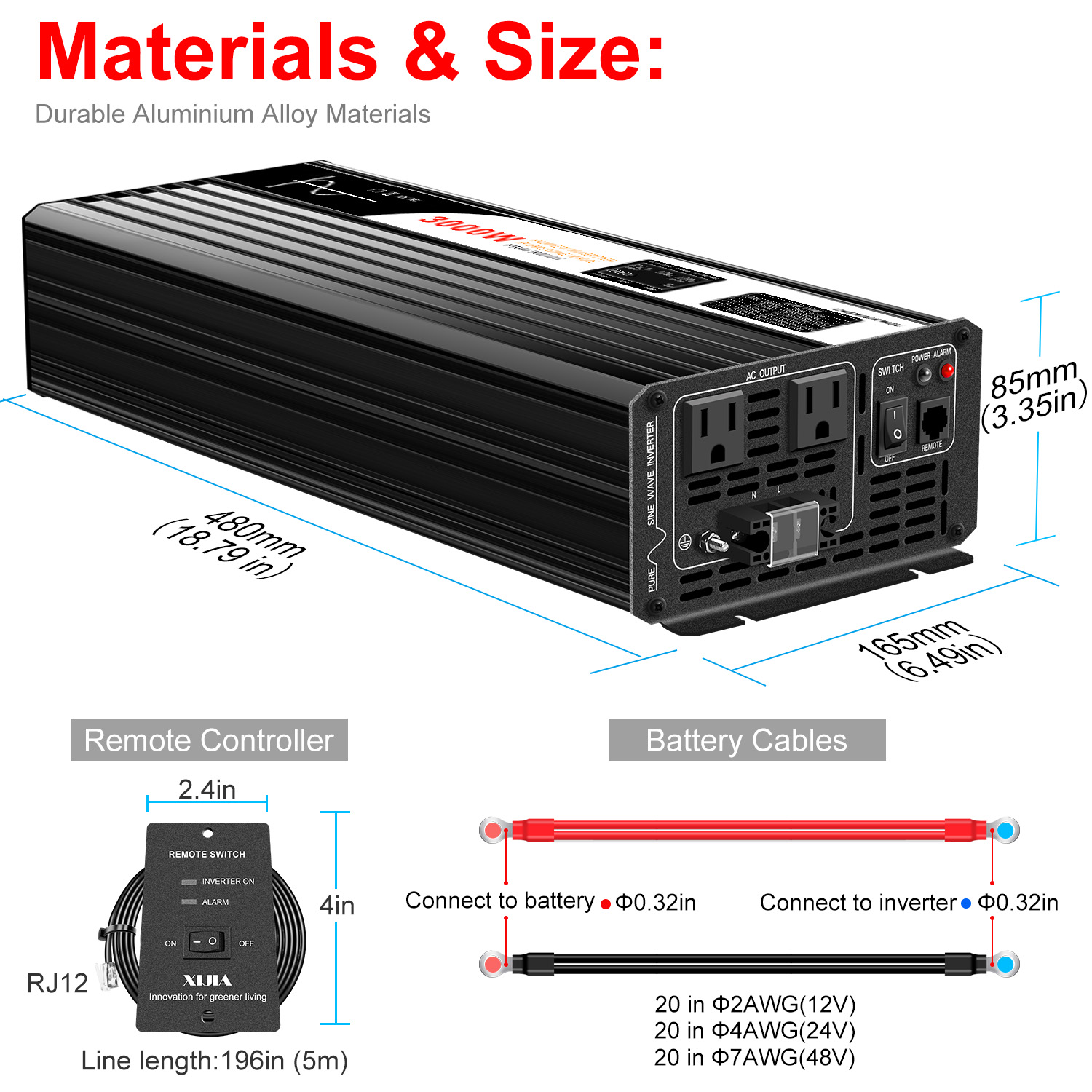محول طاقة موجة جيبية نقية 3000 - مراجعة Inverter Pure Sine Wave 60Hz 120V 3000W وسعره