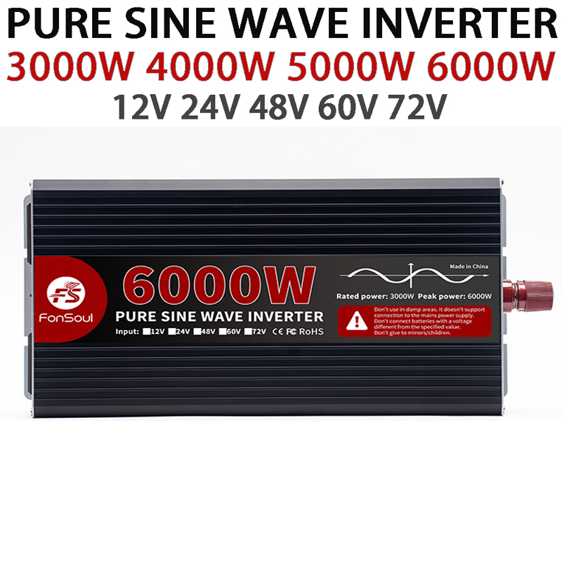 محول تيار متردد بقدرة 6000 واط - مراجعة Pure Sine Wave Inverter 5000W 48V 220V وسعره
